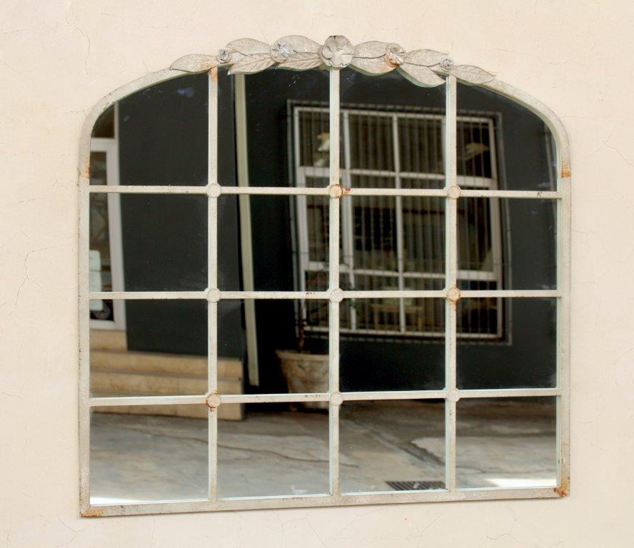 16 PANE ARCH MIRROR ROSE DETAIL  93X100CM